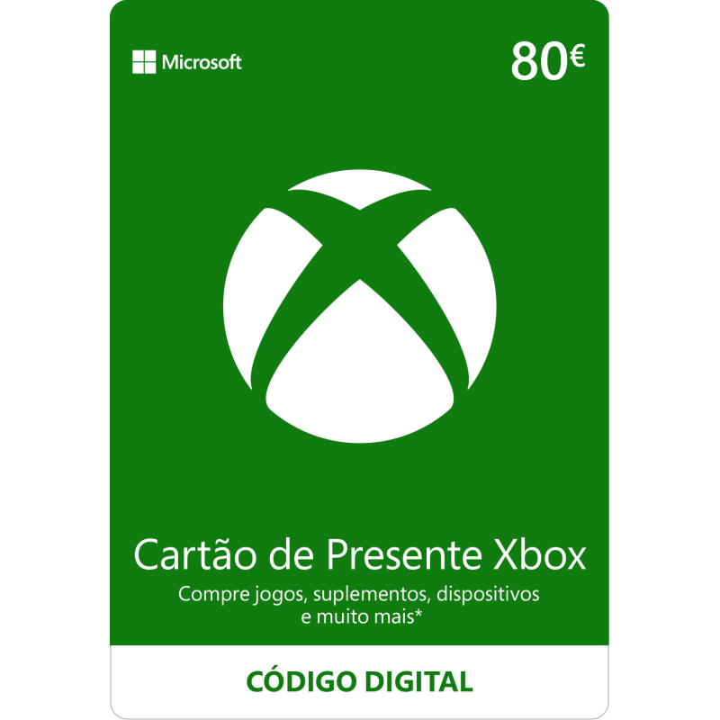 Voucher Xbox Gift Card 80€ | Cartão Presente Xbox Portugal | Pagaqui Voucher Xbox Gift Card 80€ | Cartão Presente Xbox Portugal | Pagaqui